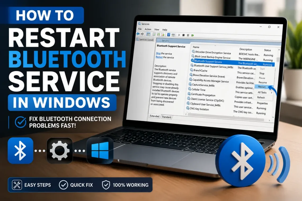 how to restart Bluetooth service Windows